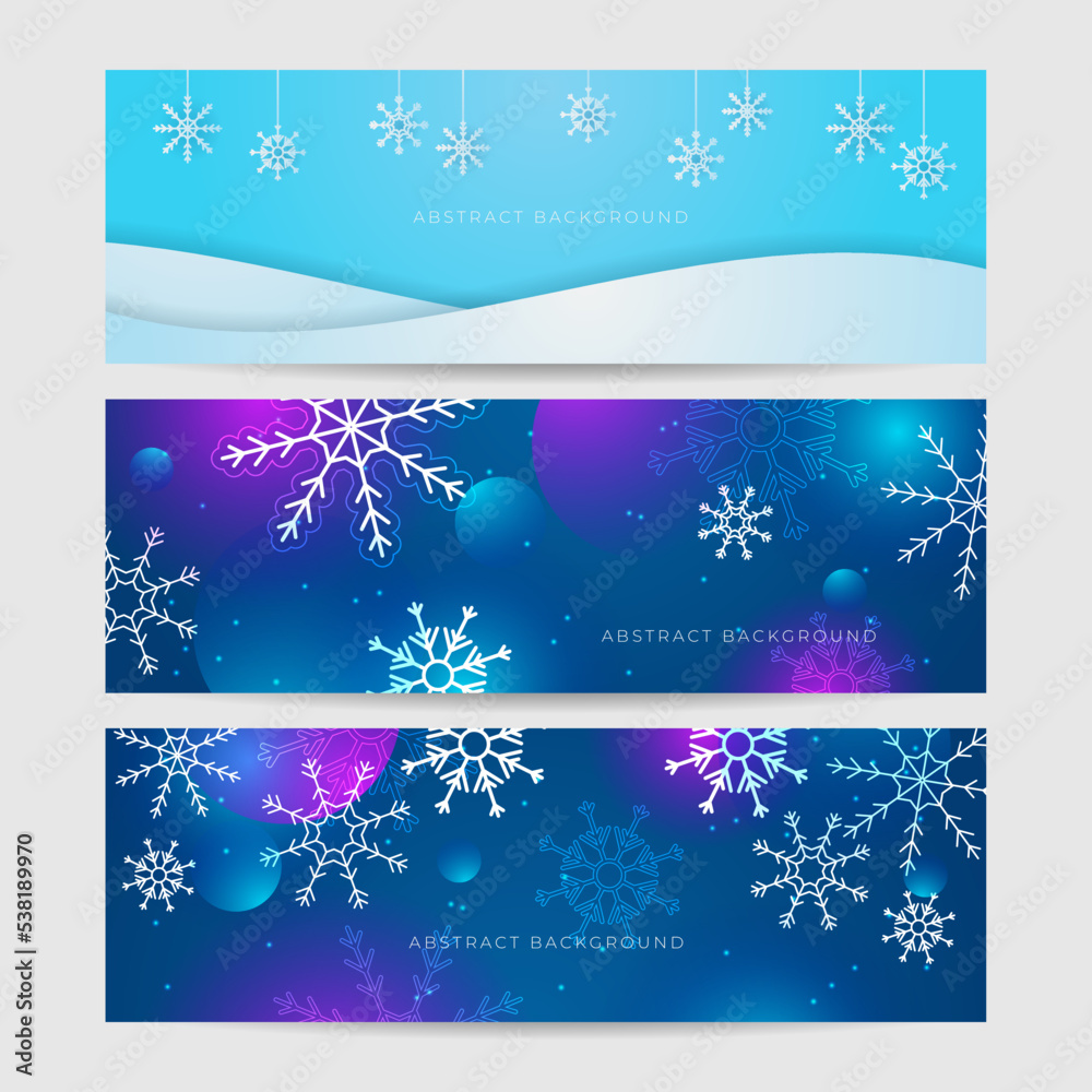 Christmas blue background with snow and snowflake