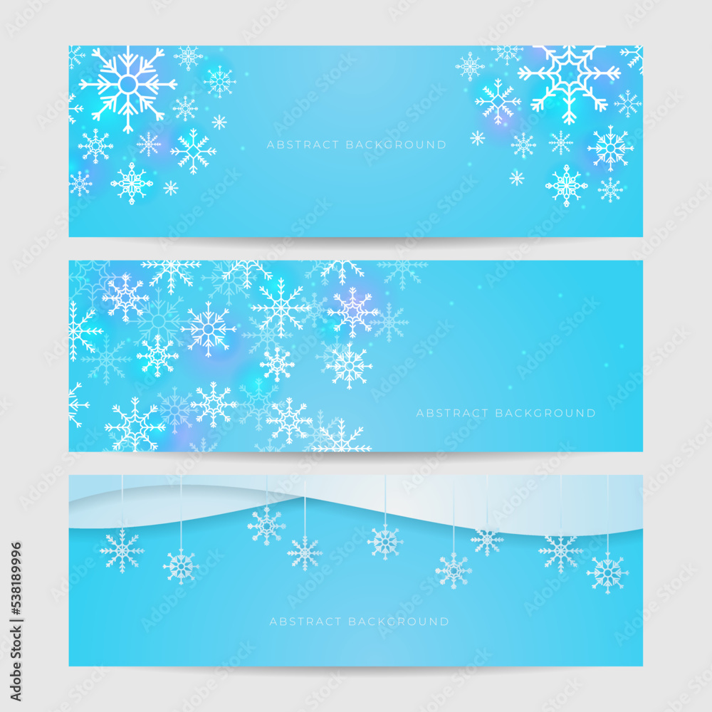 Christmas blue background with snow and snowflake