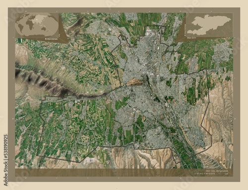 Osh City, Kyrgyzstan. High-res satellite. Labelled points of cities photo