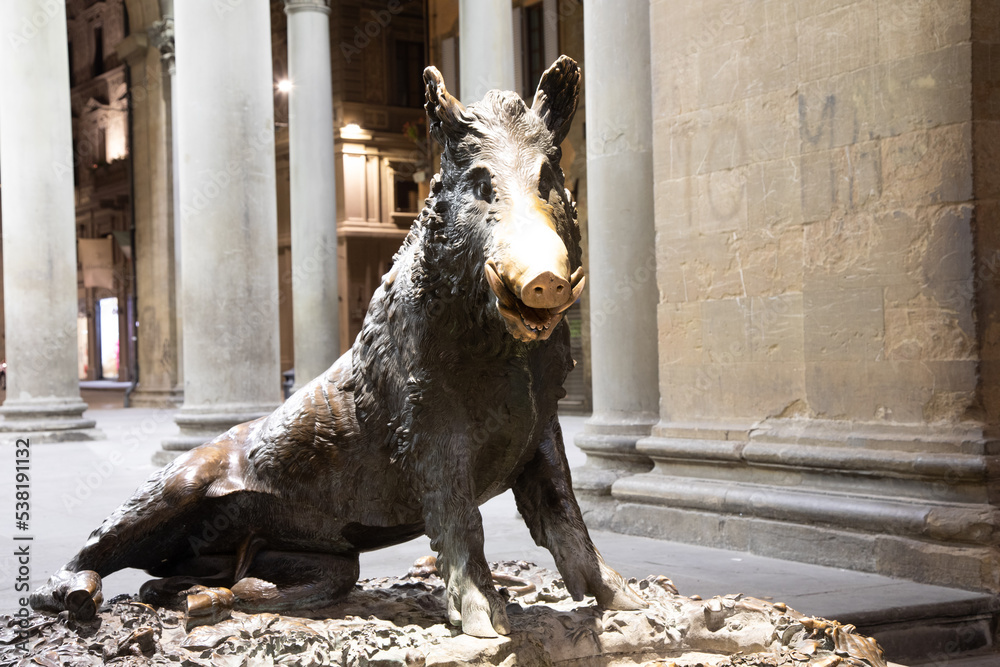 Florence, Italy - Circa January 2022: the antique pig statue, symbol of ...
