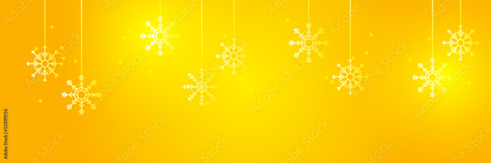 Christmas yellow orange background with snow and snowflake. Christmas card with snowflake border vector illustration Christmas yellow orange background with snow and snowflake. Christmas card with snowflake border vector illustration