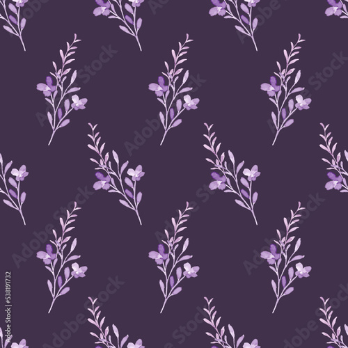 Abstract Seamless floral pattern with watercolor leaves