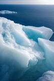 A massive iceberg and ice floes in the North Sea. 