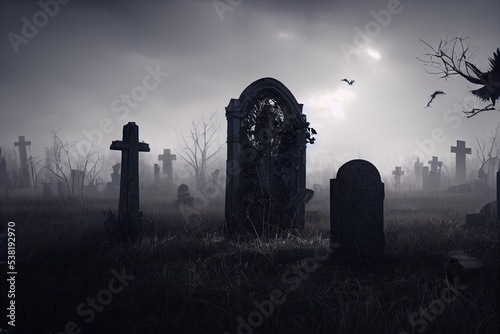 Fotografija This is a 3D illustration of a haunted Graveyard based around Halloween
