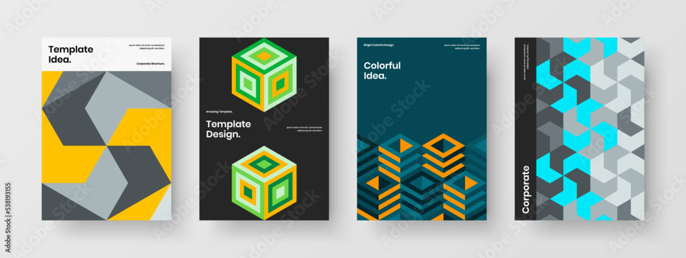 Minimalistic poster design vector concept set. Premium mosaic shapes leaflet layout collection. Minimalistic poster design vector concept set. Premium mosaic shapes leaflet layout collection.
