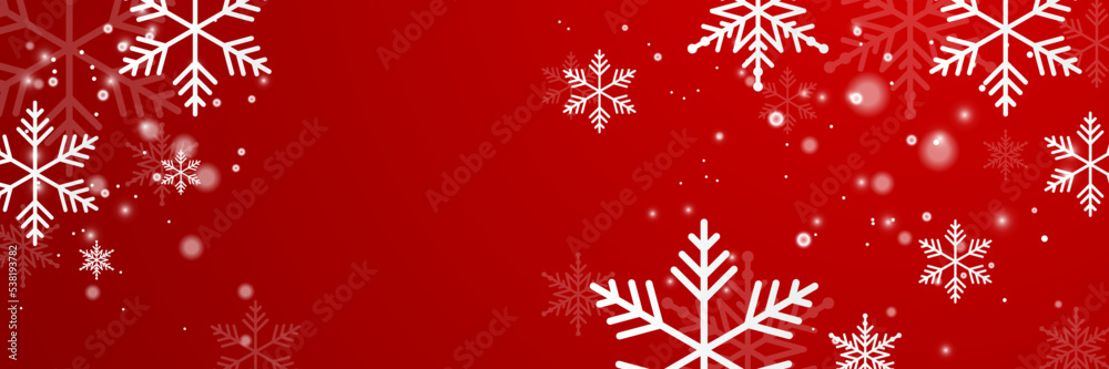 Red and white christmas snowflake banner background with text space Red and white christmas snowflake banner background with text space
