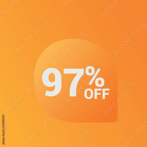97% off Sale banner offer ad discount promotion vector banner. price discount offer. season sale promo sticker colorful background	
