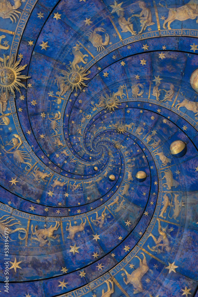 Fototapeta premium Zodiac Signs Horoscope background. Concept for fantasy and mystery