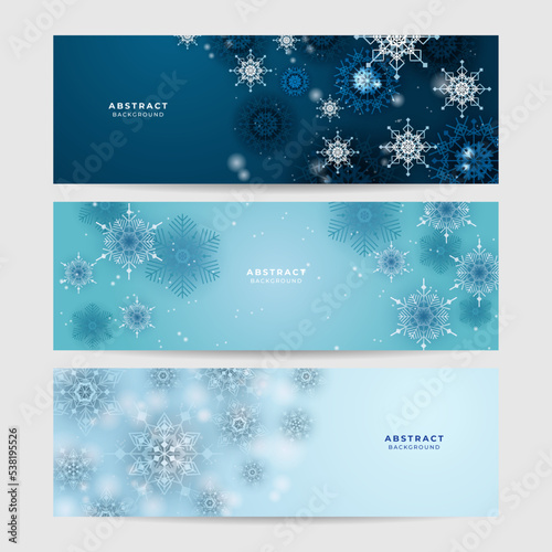 Beautiful christmas snowflake banner background with text space