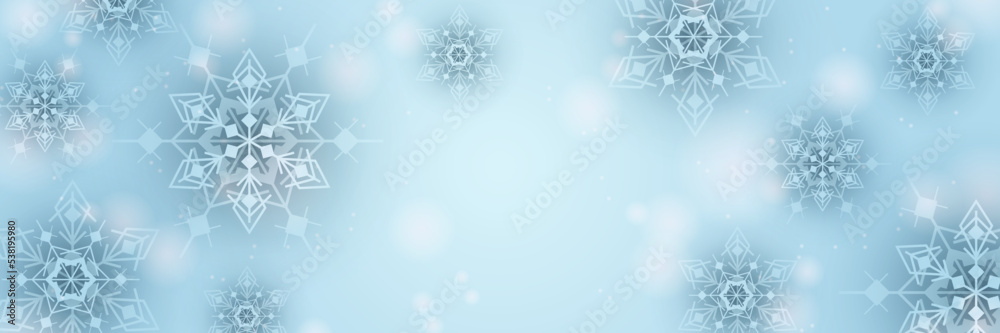 Beautiful christmas snowflake banner background with text space