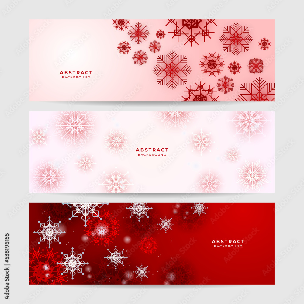 Christmas red background with snow and snowflake