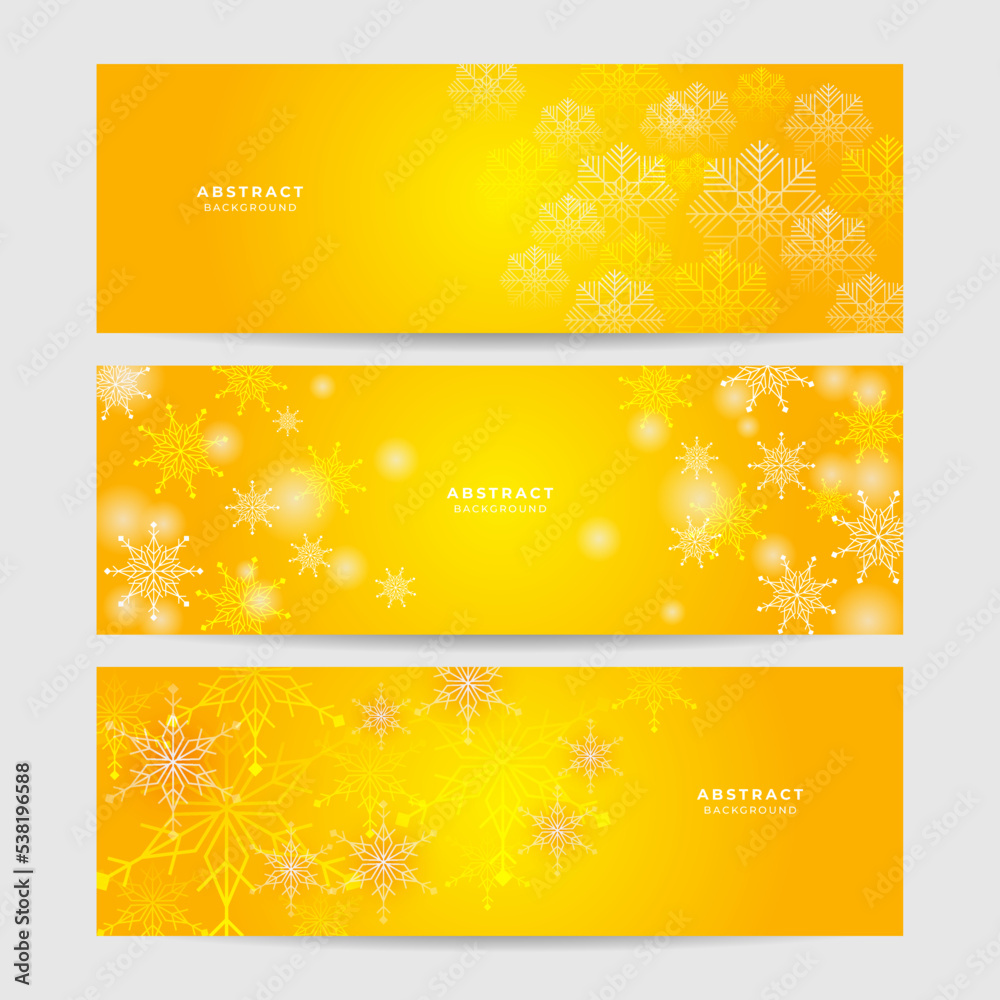 Christmas orange background with snow and snowflake