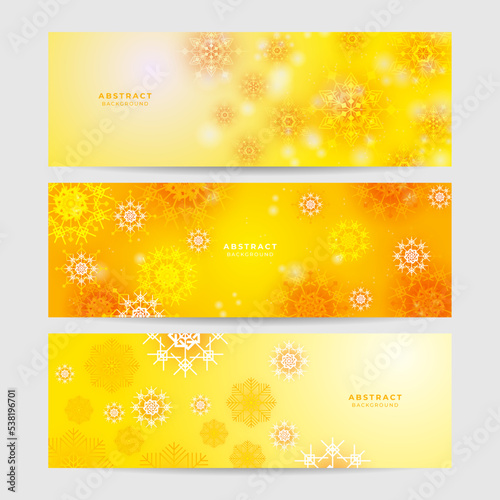 Christmas orange background with snow and snowflake