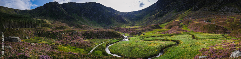 Panorama of Glen Clova in the Angus Glens in of Scotland Panorama of Glen Clova in the Angus Glens in of Scotland