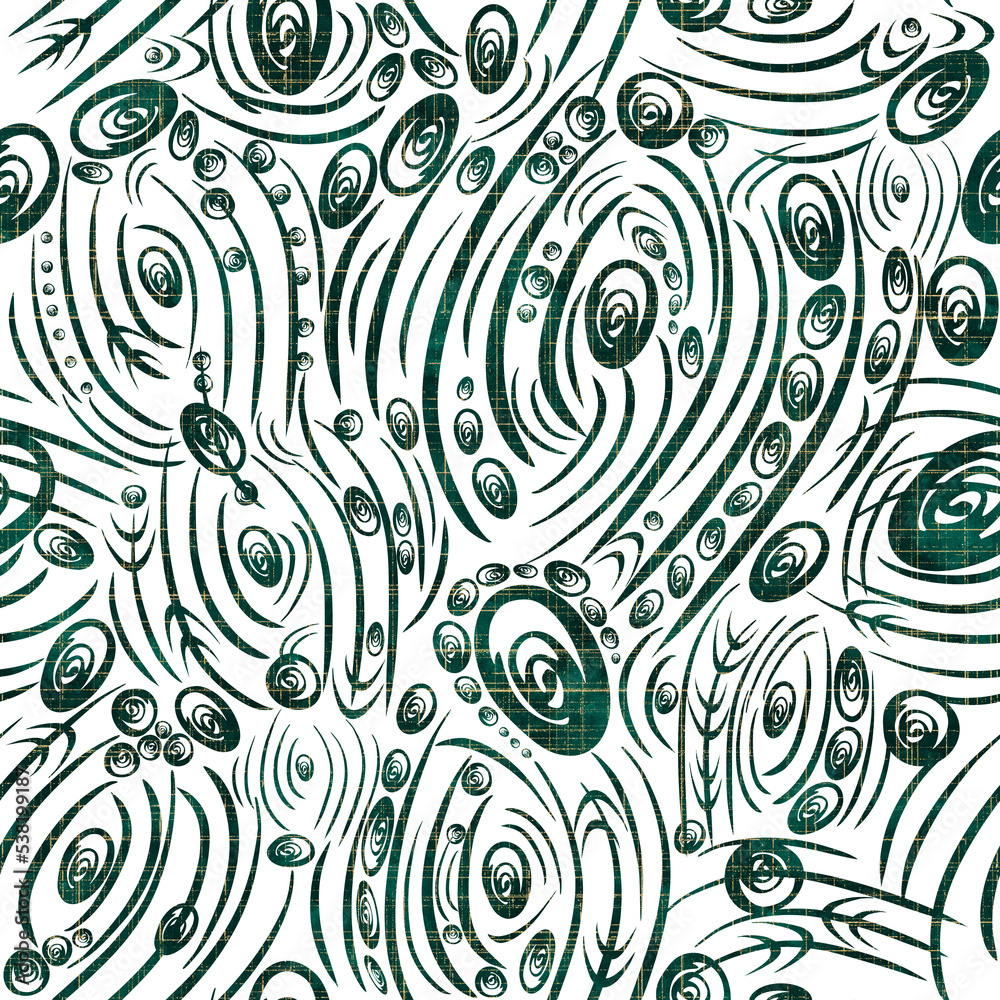 Fototapeta premium Abstract seamless pattern on transparent background. Paper texture, green watercolor stains and threads of golden glitter on pattern. (pattern: sp01a)