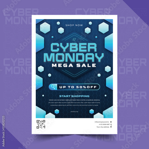 gradient cyber monday vertical poster template vector design illustration