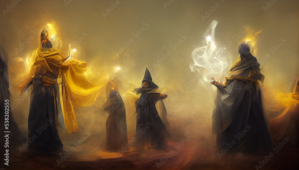 mages cast spells in an ancient temple mages cast spells in an ancient temple