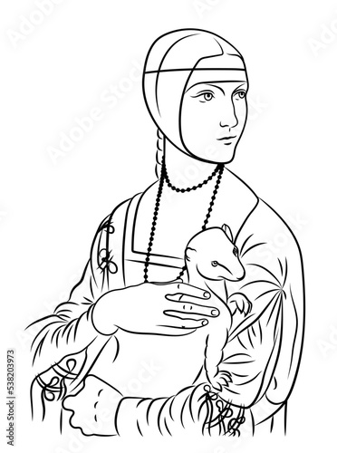 Leonardo da Vinci - The Lady with an Ermine (Dama con l'ermellino). Replica, portrait.