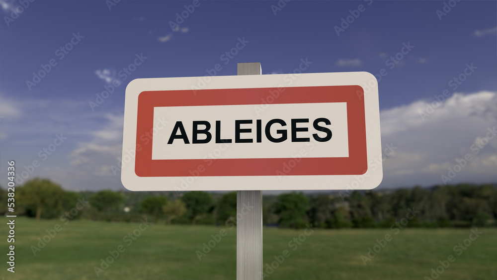 Panneau de la ville de Ableiges. Entrée dans la municipalité.