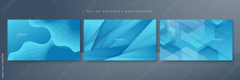 Set of modern blue abstract background with corporate concept and modern trendy fresh color for presentation design, flyer, social media cover, web banner, tech banner, business, and webinar