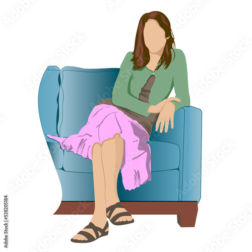 Girl sitting on couch vector