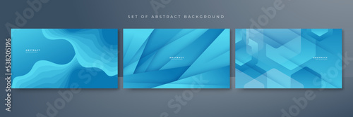Set of modern blue abstract background with corporate concept and modern trendy fresh color for presentation design, flyer, social media cover, web banner, tech banner, business, and webinar