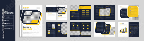 Yellow Corporate brochure company profile template annual report cover layout, minimal business brochure a4 page template design