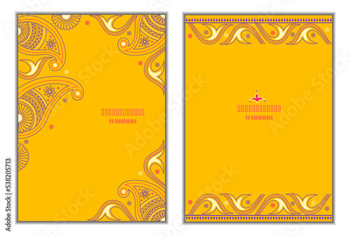 Set of paisley design greeting cards in amber color