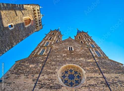 The rose window of St Bartholomew Parish Church, Kolin, Czech Republic photo