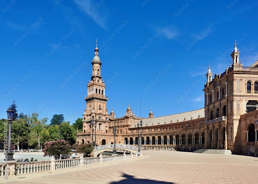 tower and building in the Plaza de Espana in Seville