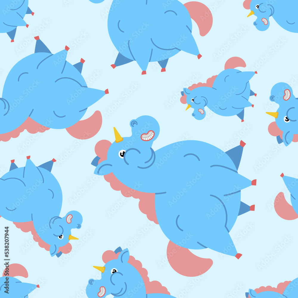 Fat Unicorn Pattern seamless. fleshy mythical animal Background. Baby fabric ornament Fat Unicorn Pattern seamless. fleshy mythical animal Background. Baby fabric ornament