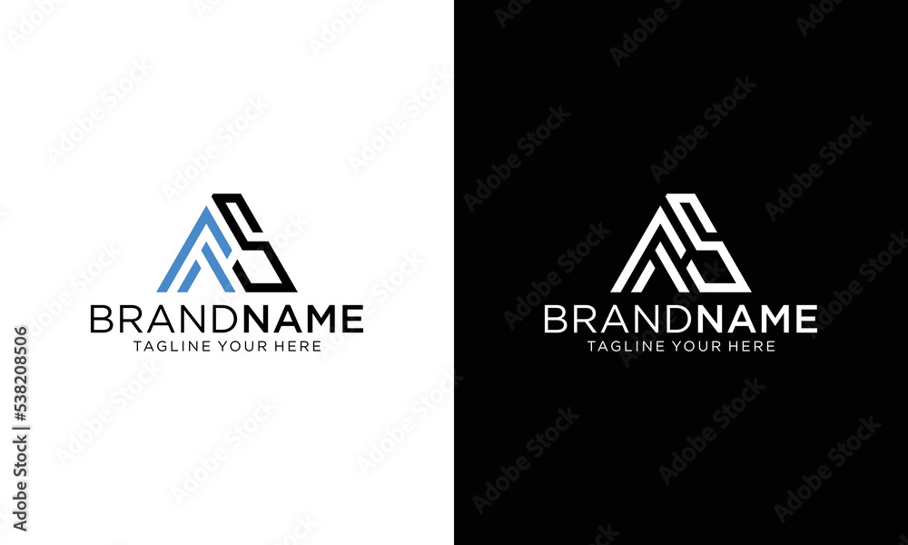Creative minimal FS triangle logo design vector template on a black and white background. Creative minimal FS triangle logo design vector template on a black and white background.
