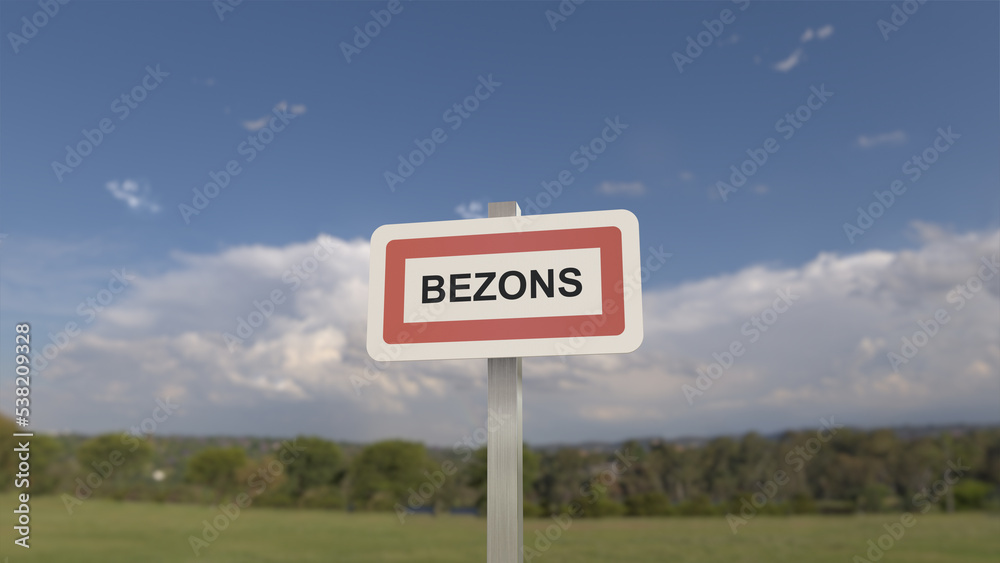 Panneau de la ville de Bezons. Entrée dans la municipalité.