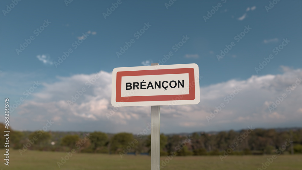 Panneau de la ville de Bréançon. Entrée dans la municipalité.