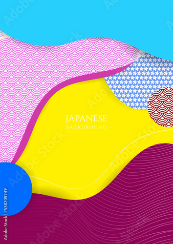 Minimalis element in Japanese style poster design template. Red chinese seamless pattern, oriental background. Vector illustration