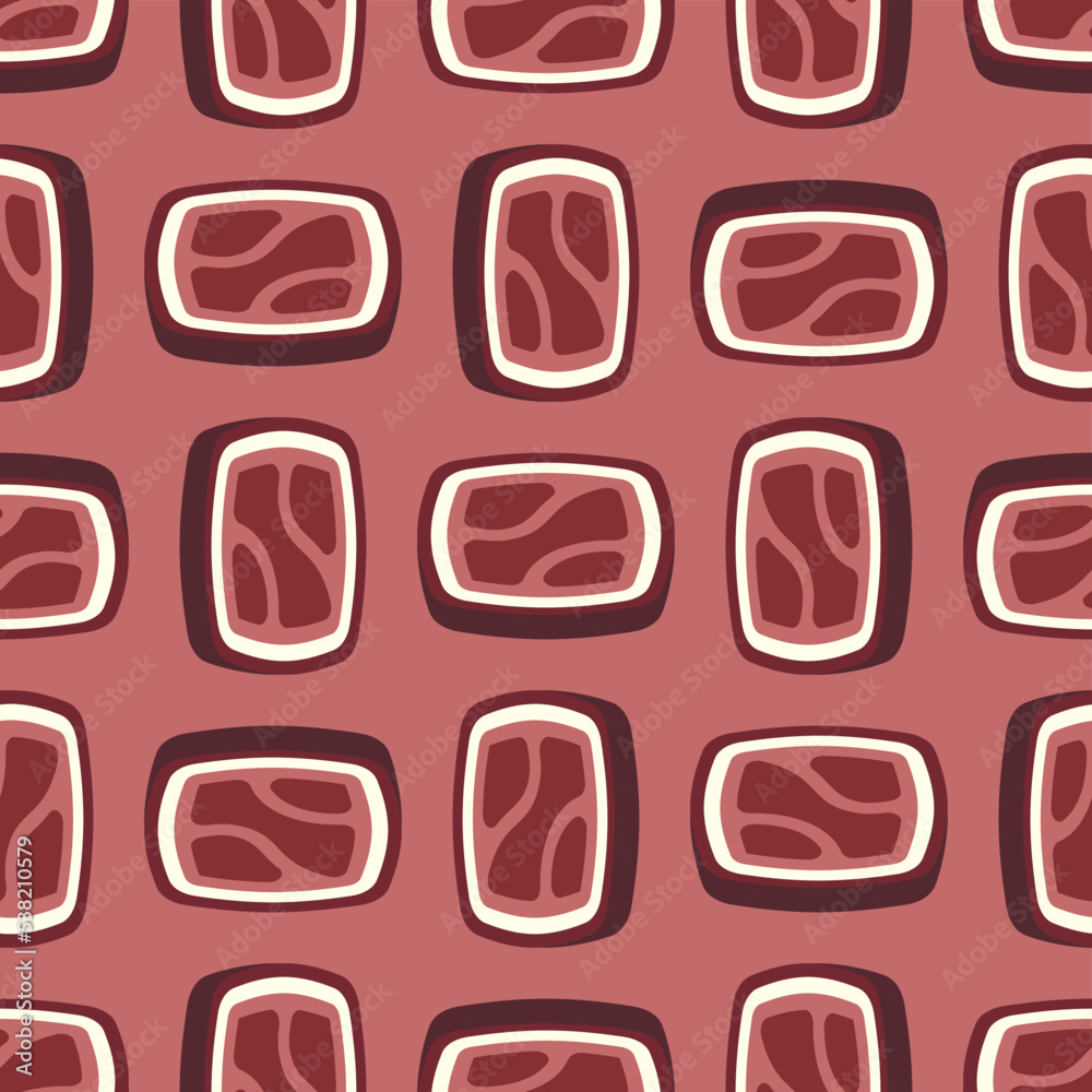 Cured meat slices Pattern seamless . meat delicacy Background Cured meat slices Pattern seamless . meat delicacy Background