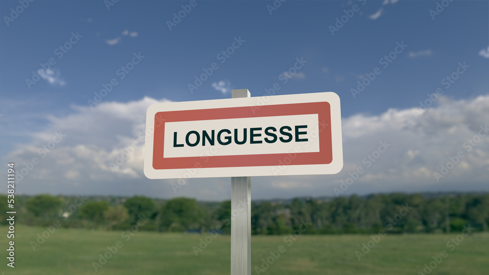 Panneau de la ville de Longuesse. Entrée dans la municipalité.