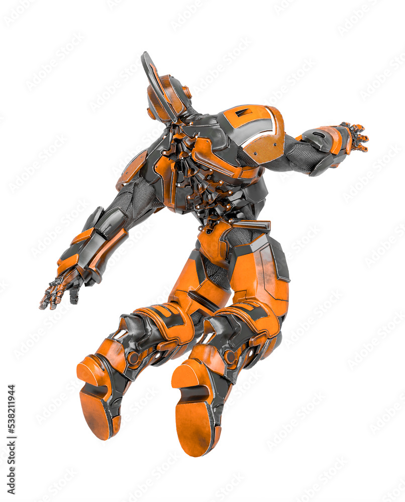 war ready robot was knocked forward rear view war ready robot was knocked forward rear view