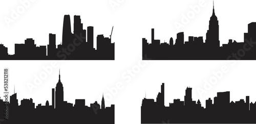A vector collection of cityscapes for artwork compositions.