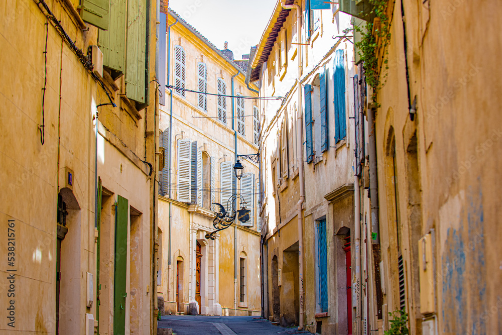 Narrow and Colorful streets of Arles, France.