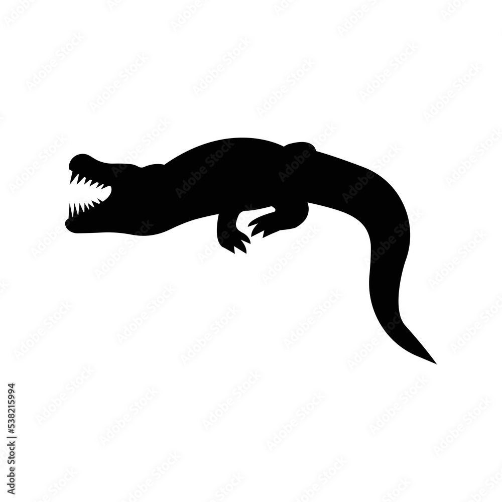 Alligator crocodile animal reptile icon | Black Vector illustration |