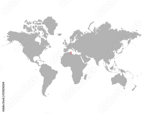 Fototapeta Naklejka Na Ścianę i Meble -  チュニジアの地図