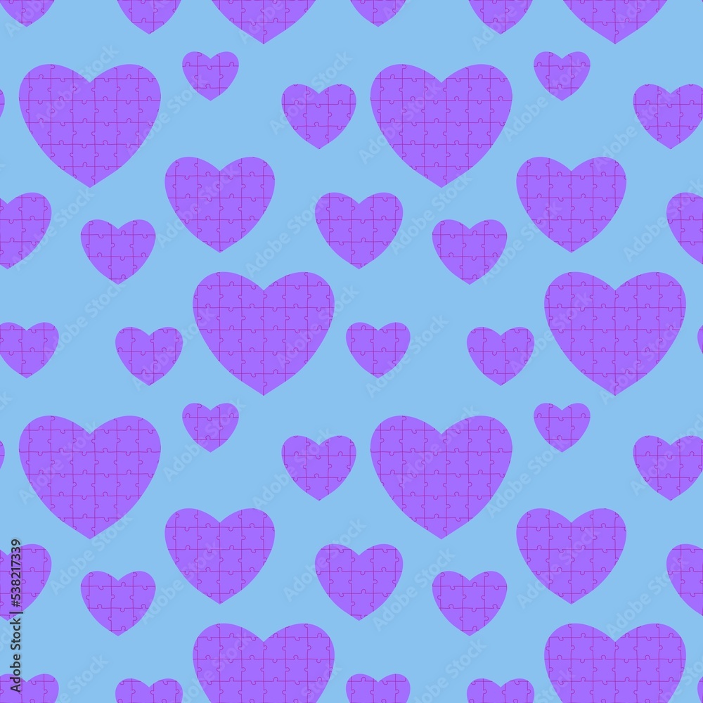 Valentines hearts seamless game puzzles pattern for wrapping paper and kids clothes print and fabrics and linens