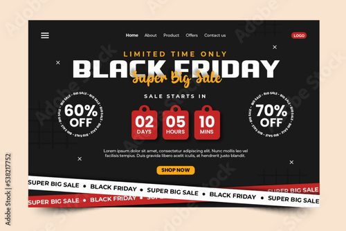 Black Friday sale Landing Page design template