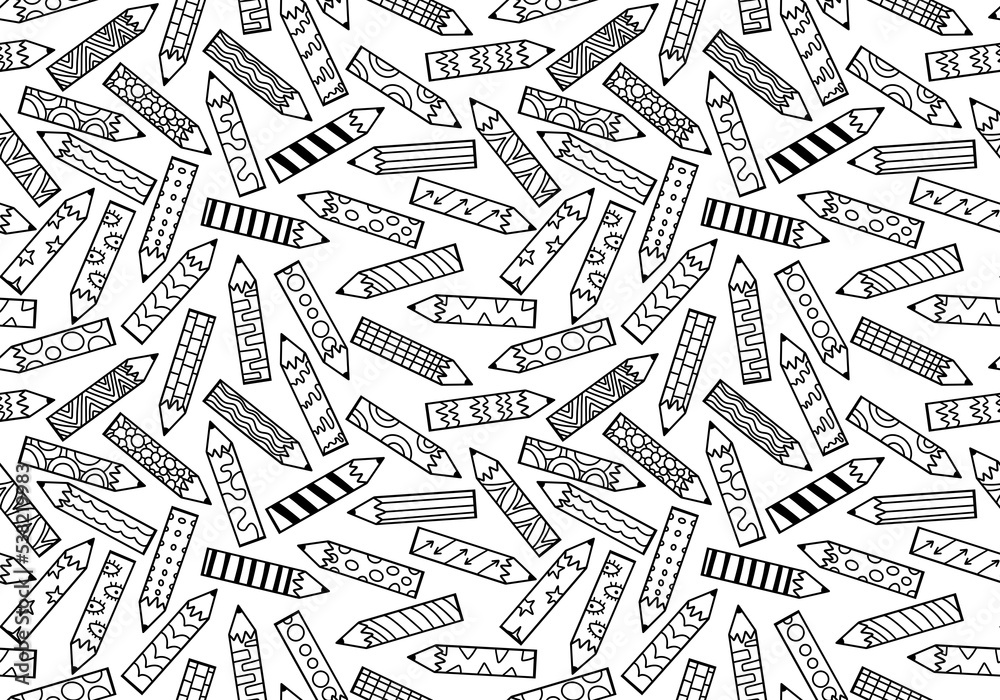 Cartoon school ornaments pencil seamless study pattern for kids clothes print and wrapping paper and fabrics