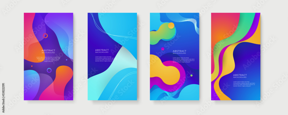 Abstract colorful colourful background for story social media template design. Trendy editable template for social networks stories, vector illustration. Design backgrounds for social media.