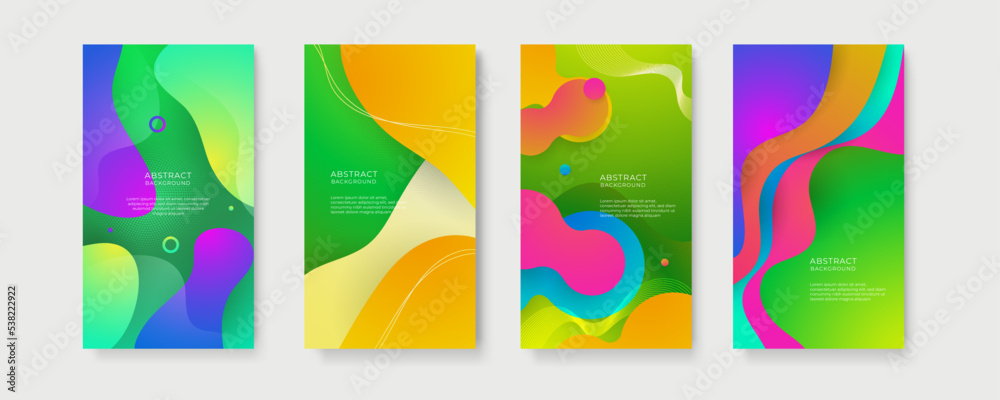 Vector set of abstract creative backgrounds in minimal trendy style with copy space for text - design templates for social media stories. Abstract background for social media marketing, ads, poster