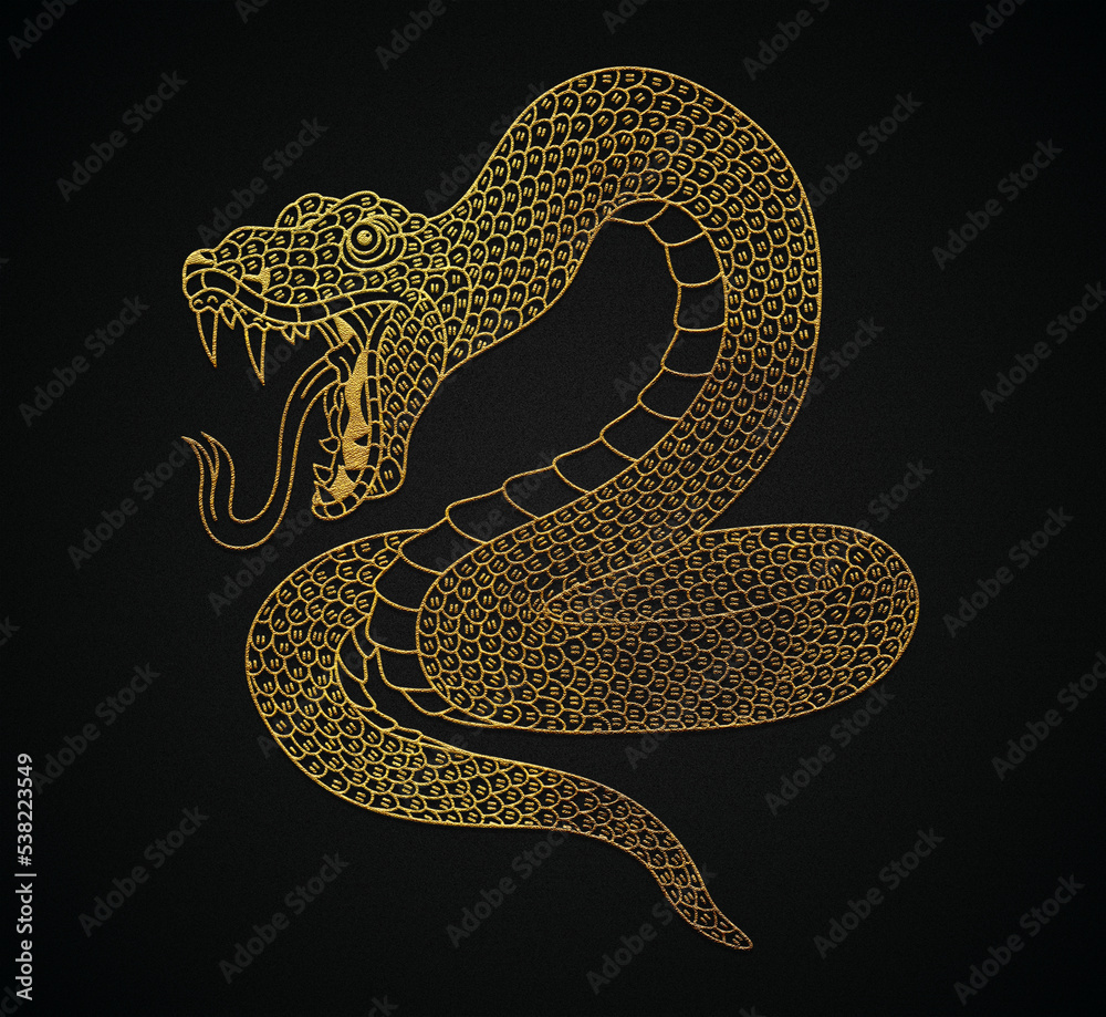 Zentangle golden python snake art Stock Illustration | Adobe Stock