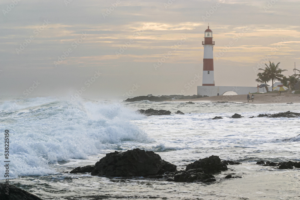 waves on Lighthouse Itapuã Beach
