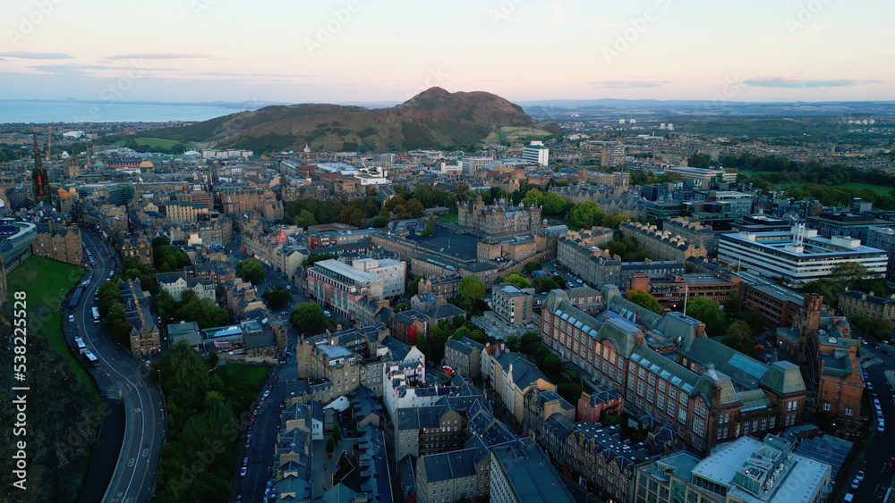 Aerial view over the city of Edinburgh - travel photography